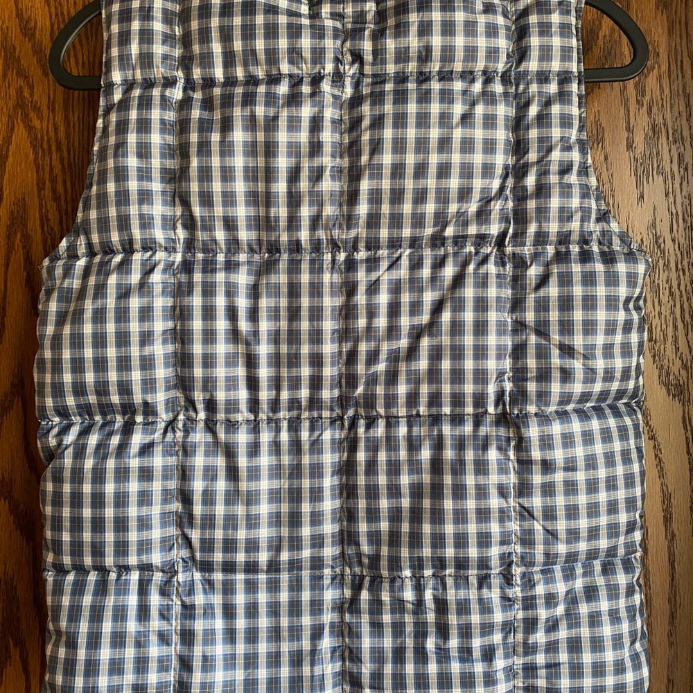 Womens plaid puffer vest with snaps